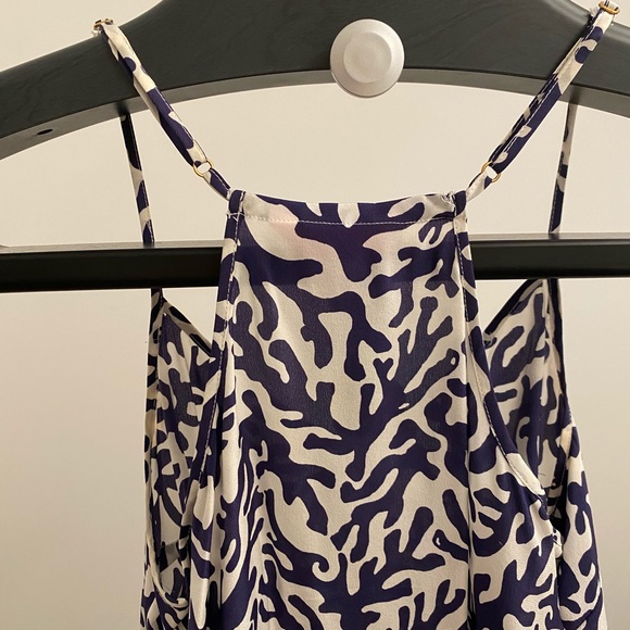 Lilly Pulitzer Silk Navy White Coral Print Tank - Picture 4 of 4